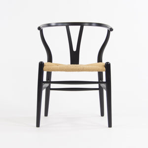 Hans Wegner Carl Hansen Denmark Wishbone Dining Chairs Black Set of Eight Vintage Examples