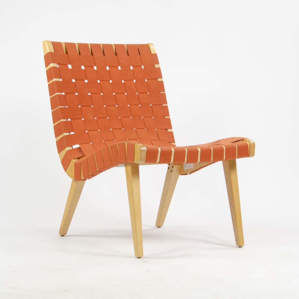 SOLD Knoll Studio Jens Risom Lounge Chair Maple w/ Red Orange Webbing