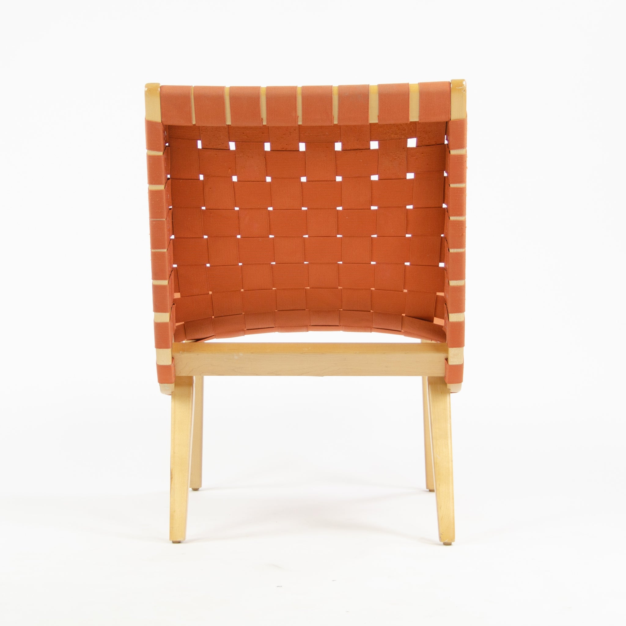 SOLD Knoll Studio Jens Risom Lounge Chair Maple w/ Red Orange Webbing