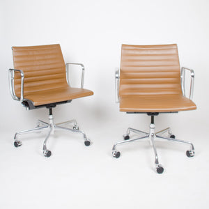 SOLD Eames Herman Miller 2000's Caramel Low Aluminum Group Desk Chairs