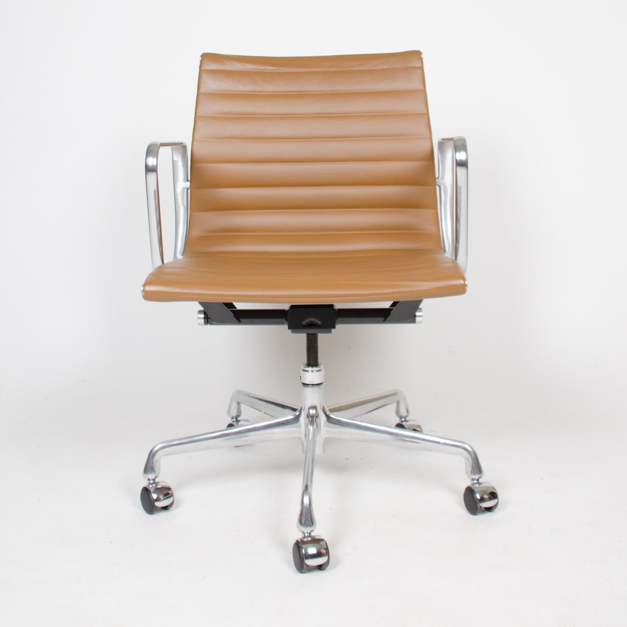 SOLD Eames Herman Miller 2000's Caramel Low Aluminum Group Desk Chairs