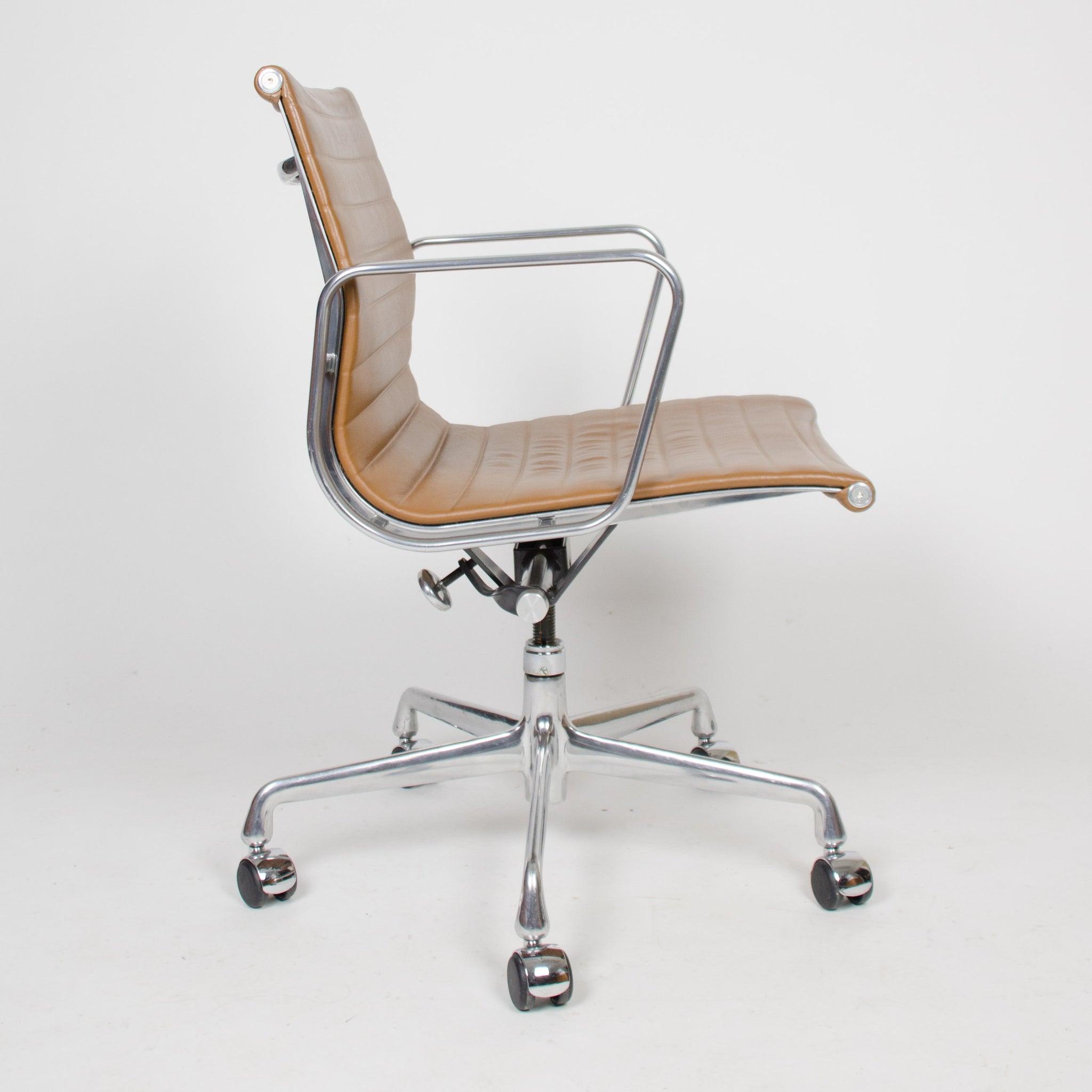 SOLD Eames Herman Miller 2000's Caramel Low Aluminum Group Desk Chairs