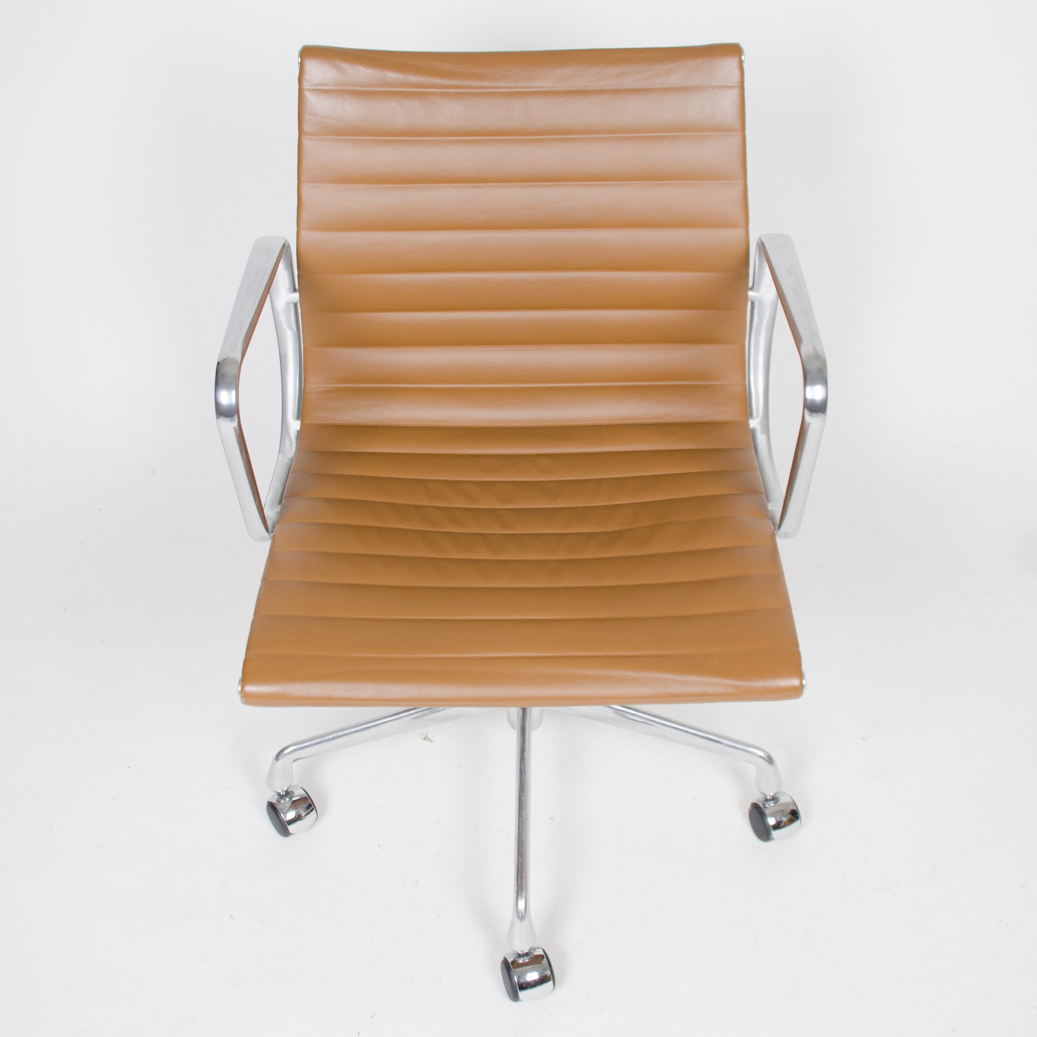 SOLD Eames Herman Miller 2000's Caramel Low Aluminum Group Desk Chairs