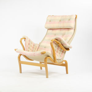 SOLD Bruno Mathsson Vintage Original Pernilla Fabric Lounge Chair by Dux in Sweden