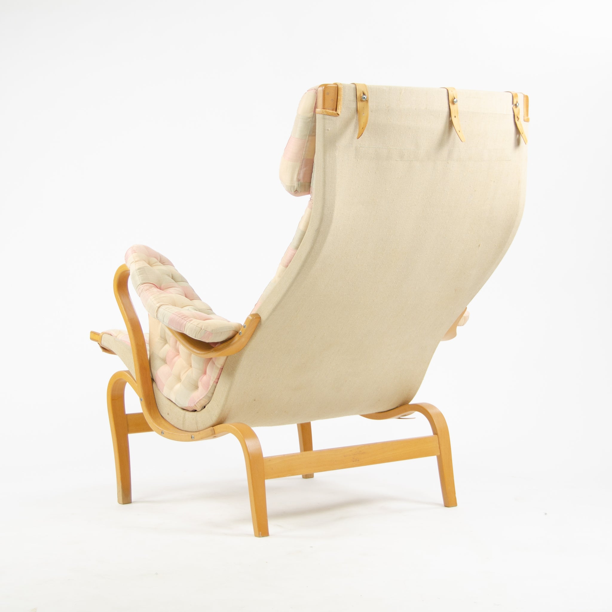 SOLD Bruno Mathsson Vintage Original Pernilla Fabric Lounge Chair by Dux in Sweden