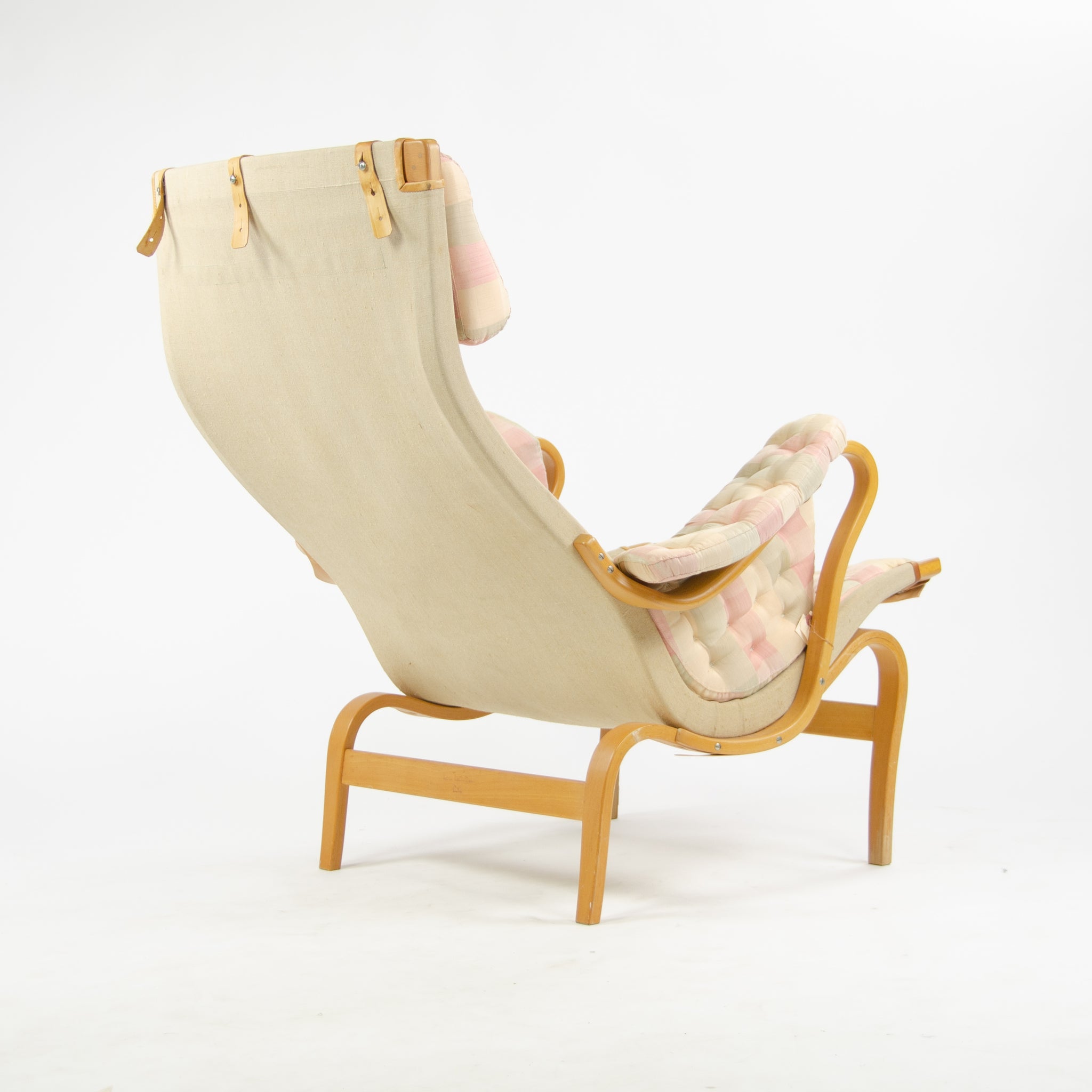 SOLD Bruno Mathsson Vintage Original Pernilla Fabric Lounge Chair by Dux in Sweden