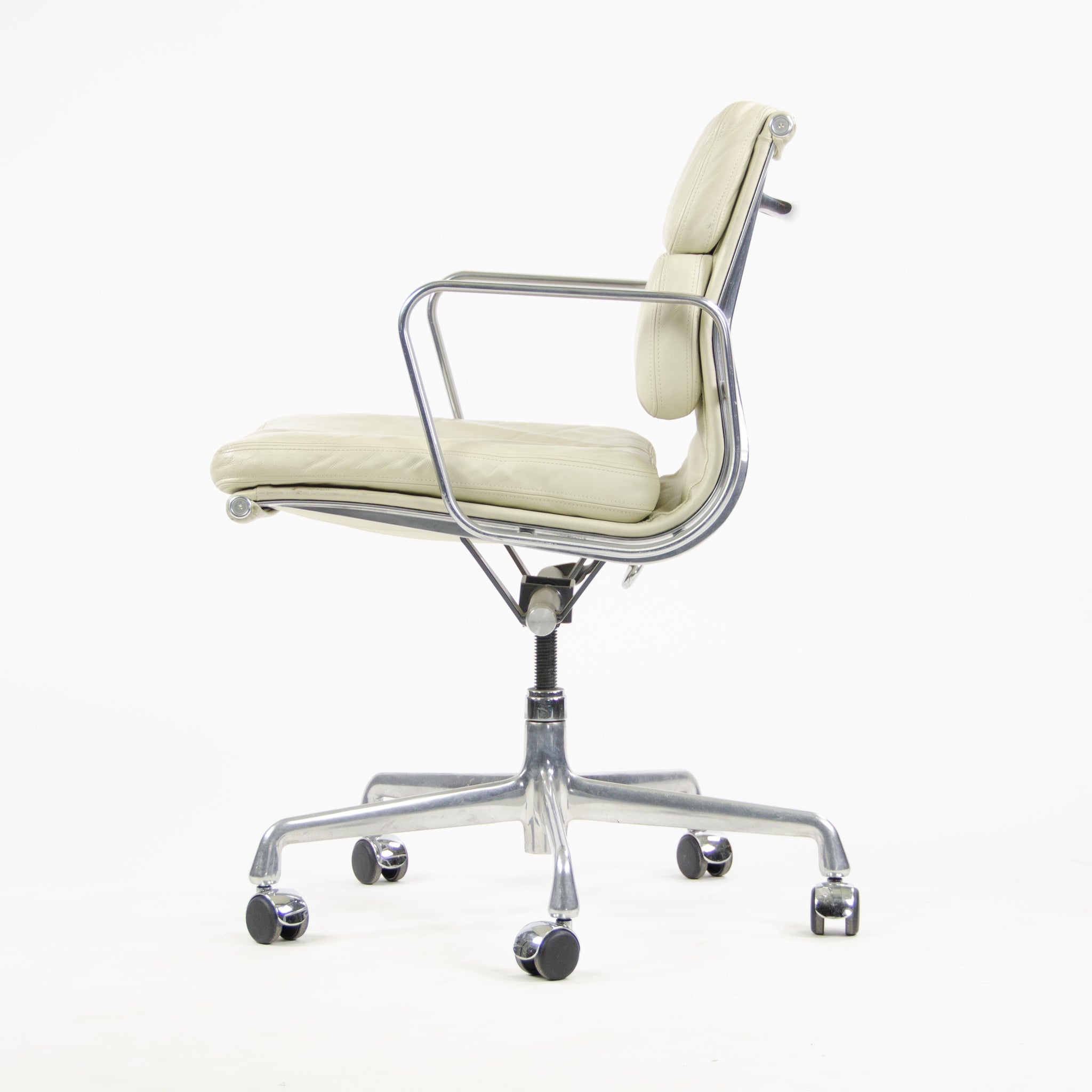 SOLD Herman Miller Eames Soft Pad Aluminum Group Chair Ivory Leather 2000's