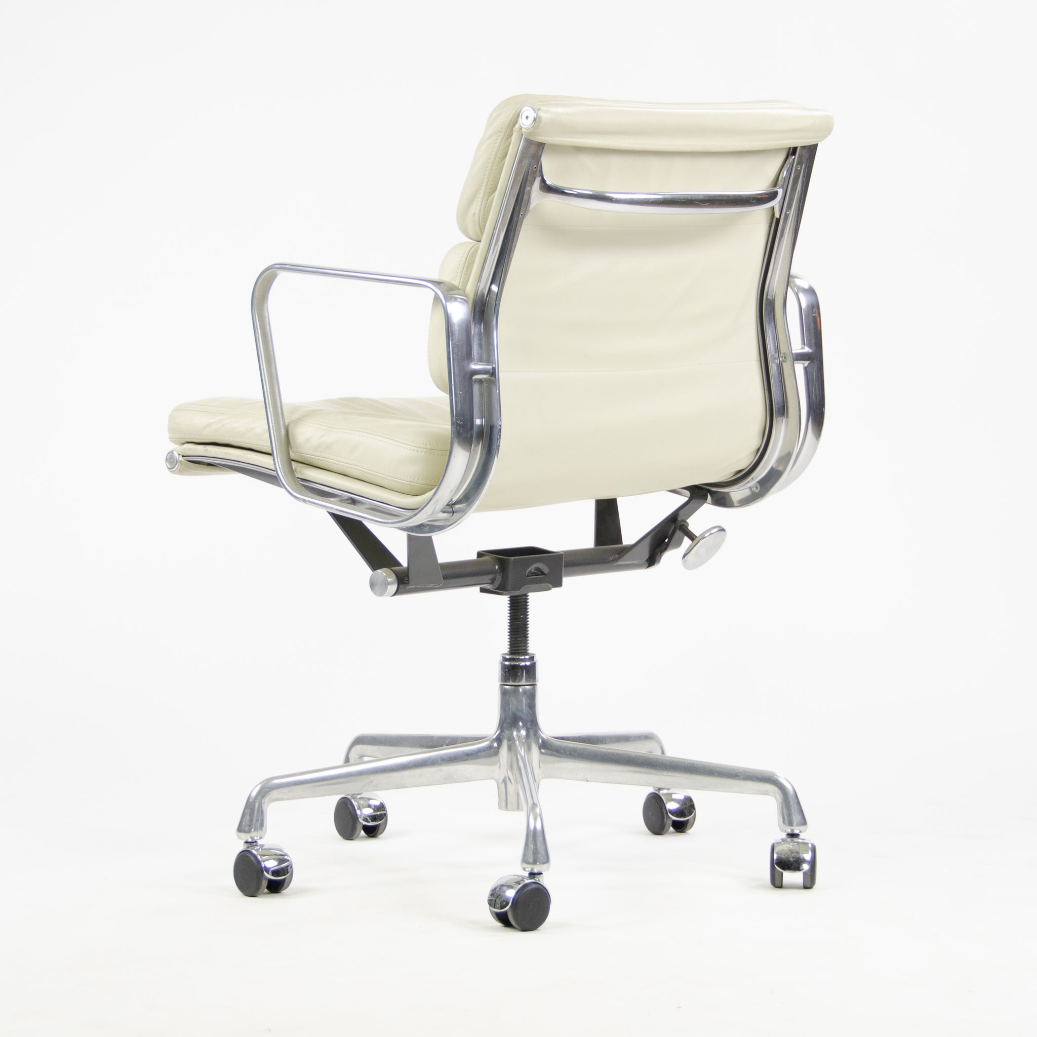 SOLD Herman Miller Eames Soft Pad Aluminum Group Chair Ivory Leather 2000's