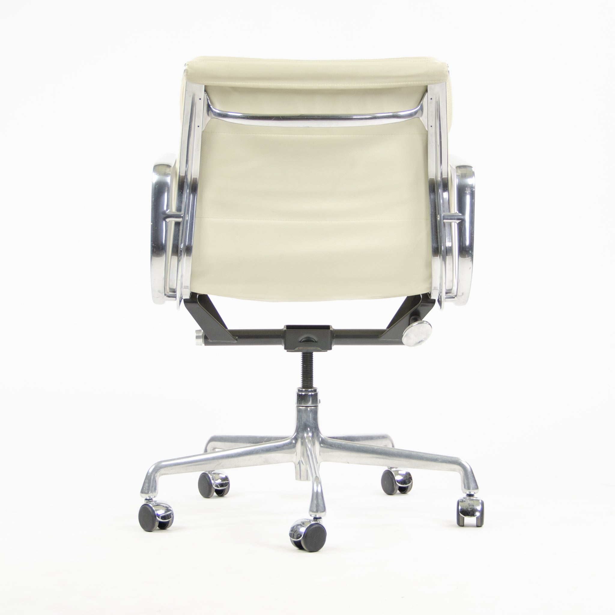 SOLD Herman Miller Eames Soft Pad Aluminum Group Chair Ivory Leather 2000's