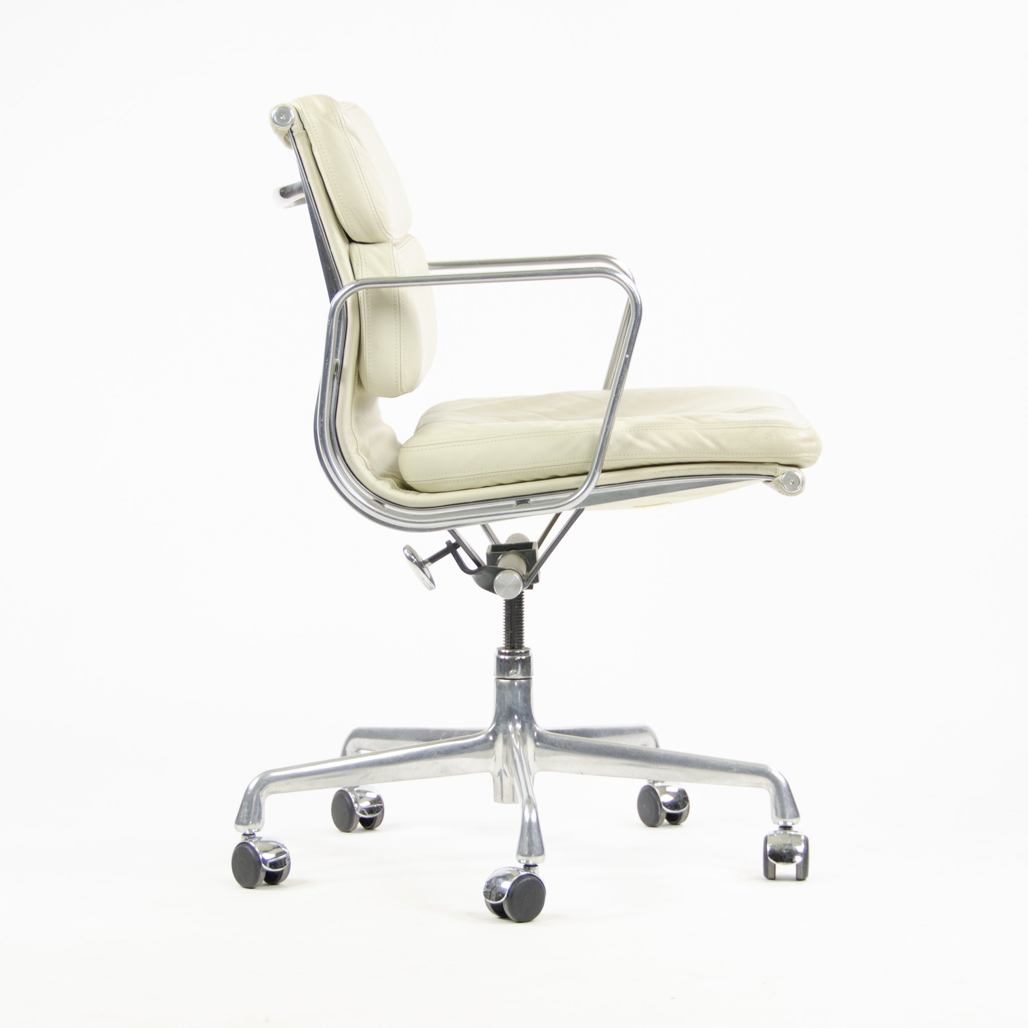 SOLD Herman Miller Eames Soft Pad Aluminum Group Chair Ivory Leather 2000's