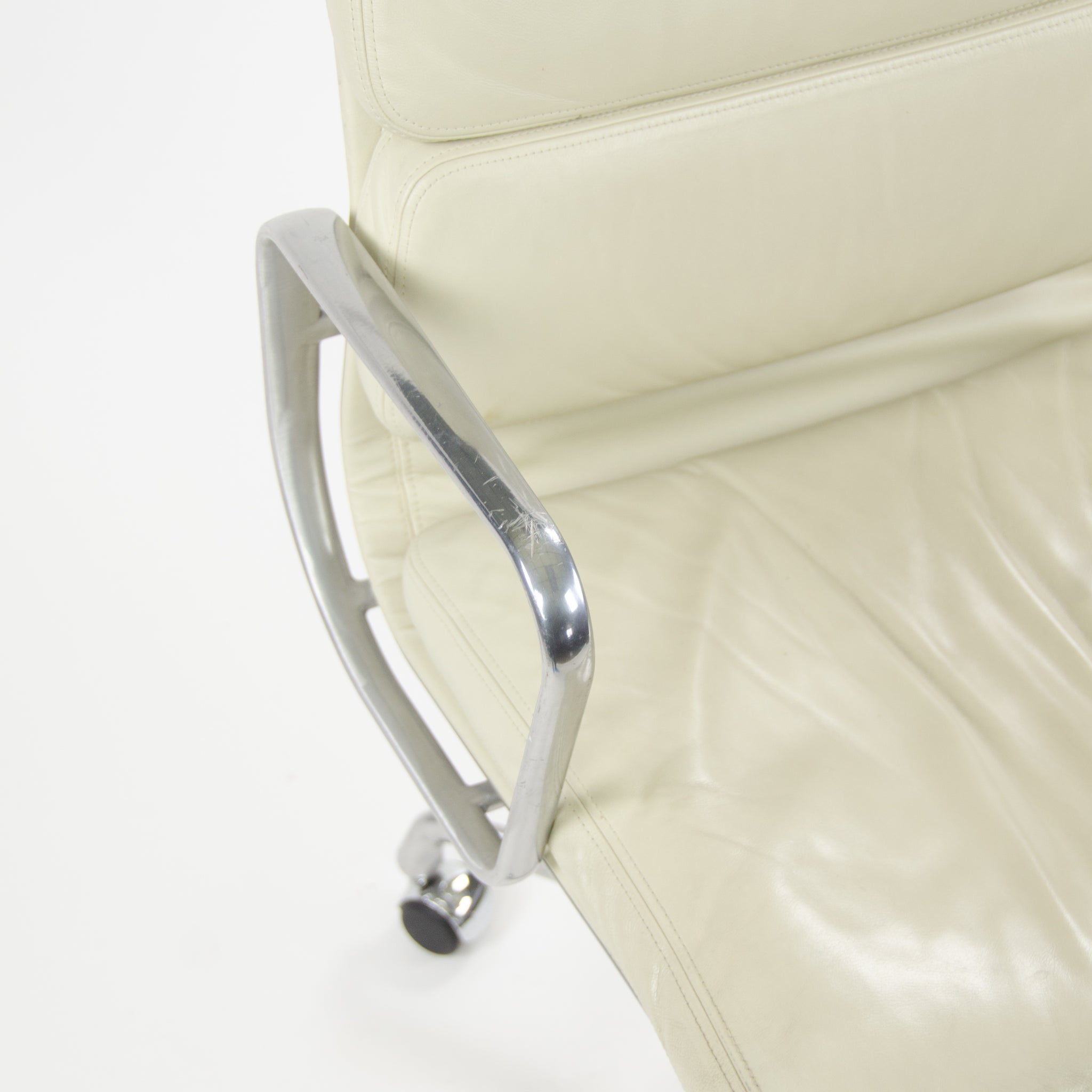 SOLD Herman Miller Eames Soft Pad Aluminum Group Chair Ivory Leather 2000's