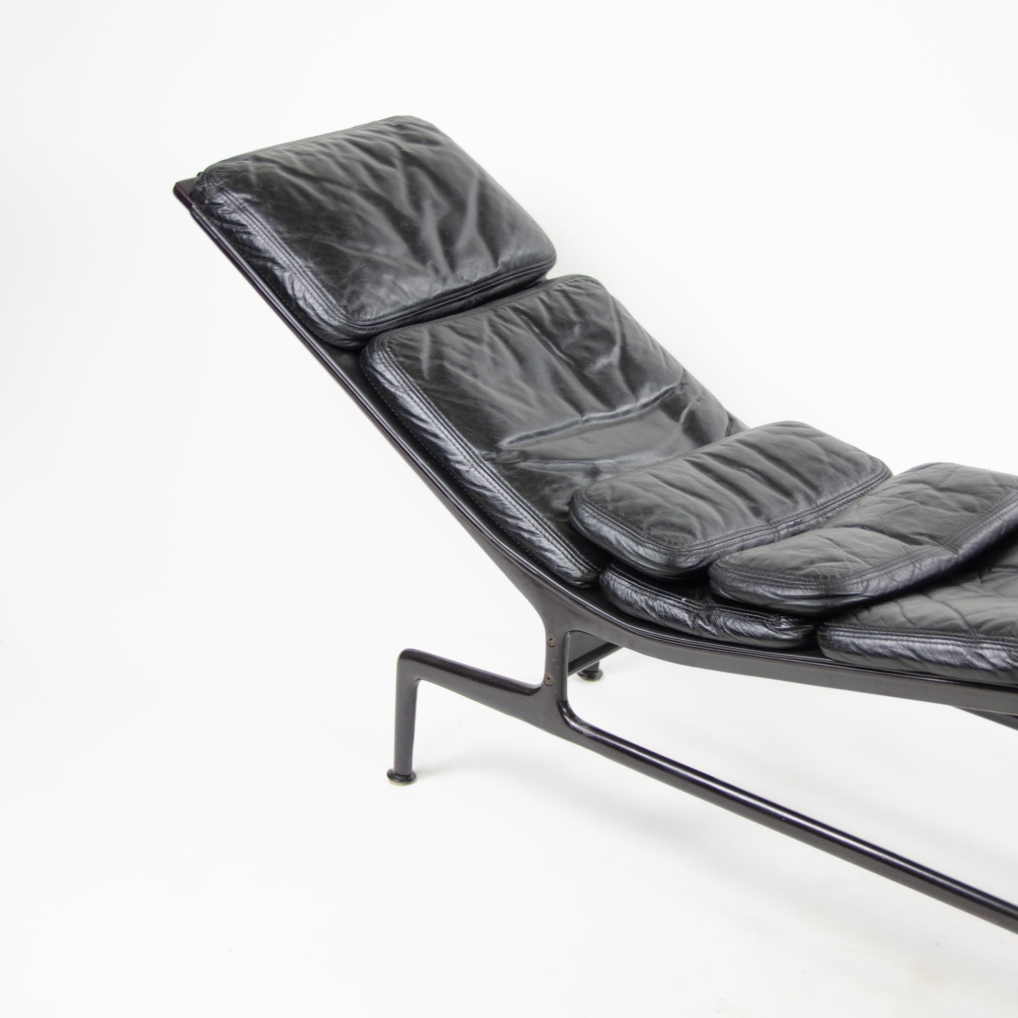 SOLD 1970's Eames Herman Miller Billy Wilder Black and Eggplant Chaise Lounge Chair