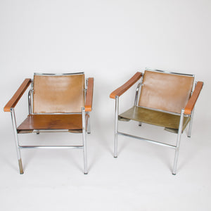 1950's Authentic Le Corbusier Marked STENDIG LC1 Basculant Chairs Thonet Cassina