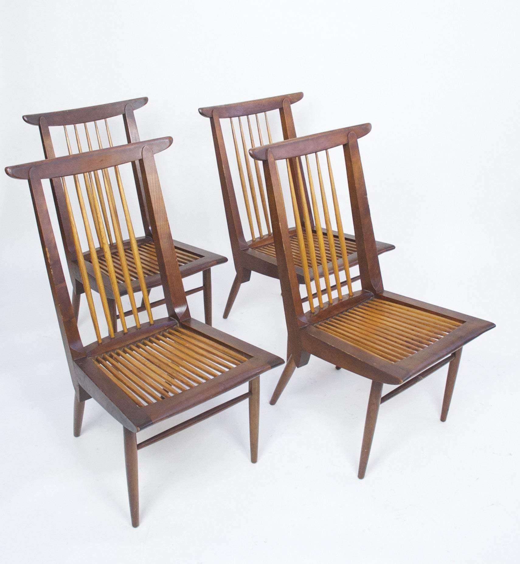 SOLD George Nakashima Sundra for Widdicomb Set of 4 Chairs Rare Walnut, Authentic