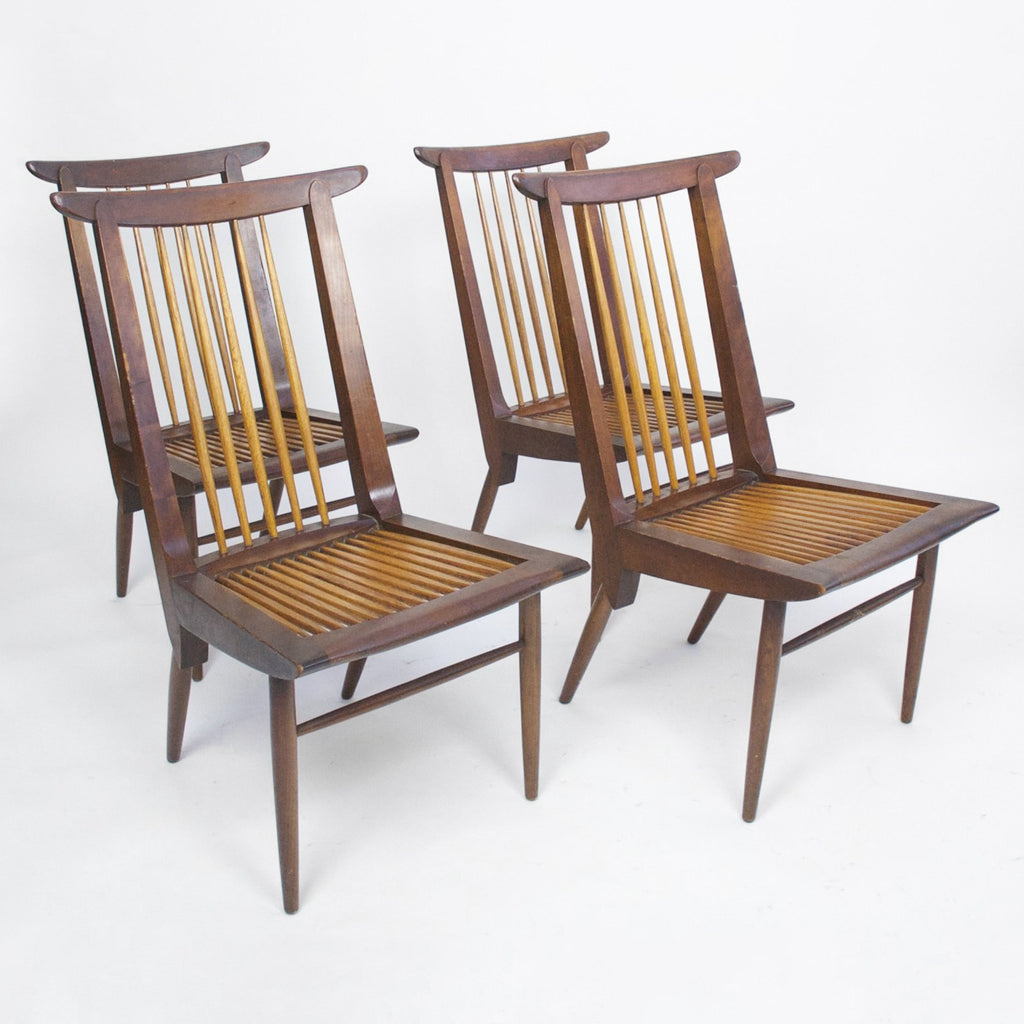 SOLD George Nakashima Sundra for Widdicomb Set of 4 Chairs Rare Walnut, Authentic