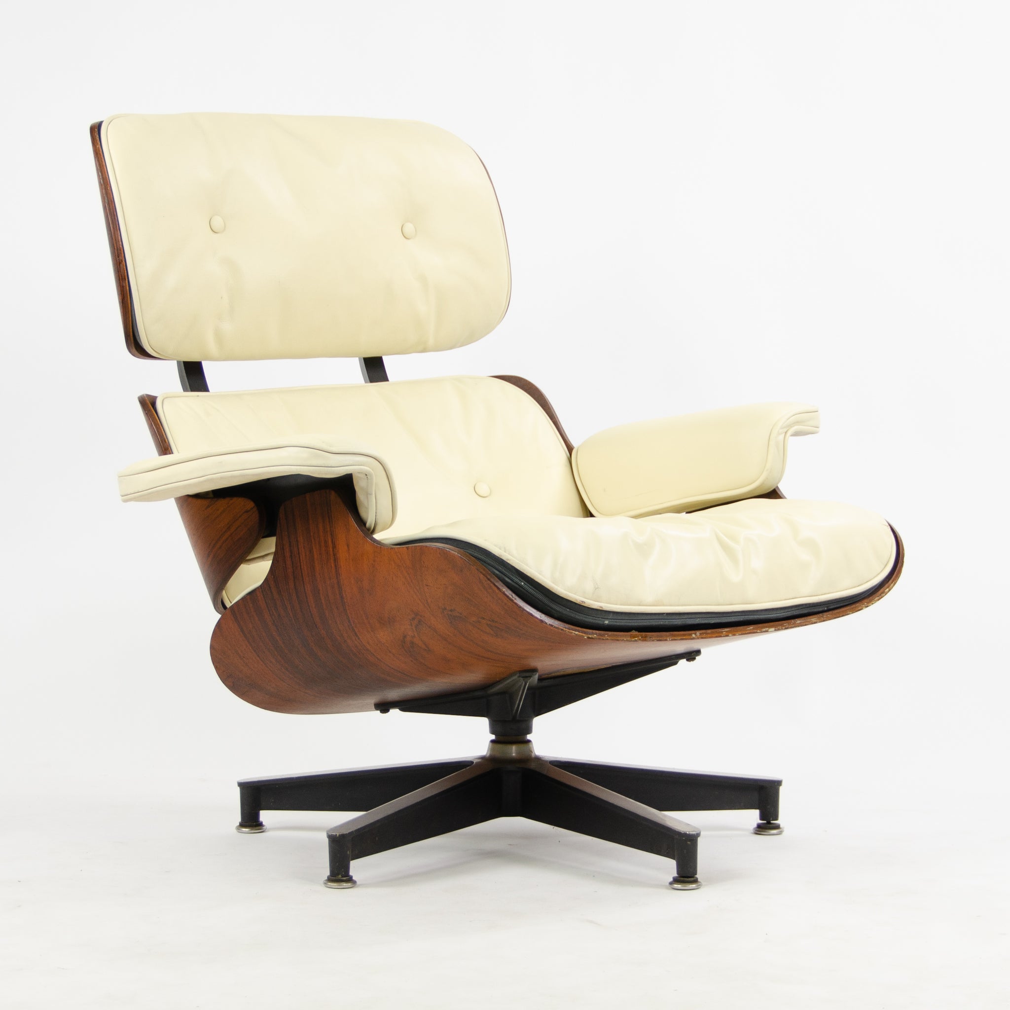 SOLD 1956 Herman Miller Eames Lounge Chair & Ottoman 670 671 Boot Glides Ivory