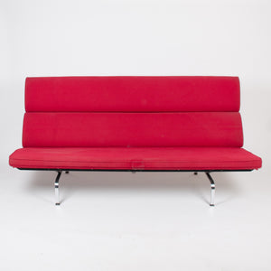 SOLD Early 2000's Eames Herman Miller Sofa Compact with Red Original Crepe Upholstery