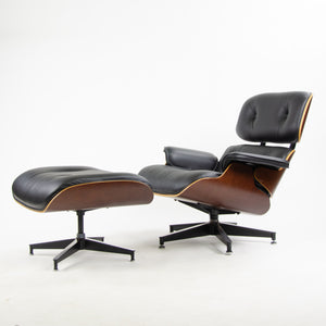 SOLD 2008 Herman Miller Eames Lounge Chair & Ottoman Cherry 670 671 Black Leather