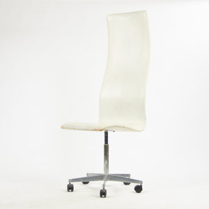 SOLD Fritz Hansen Arne Jacobsen Tall Oxford Rolling Chair White Leather