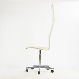 SOLD Fritz Hansen Arne Jacobsen Tall Oxford Rolling Chair White Leather
