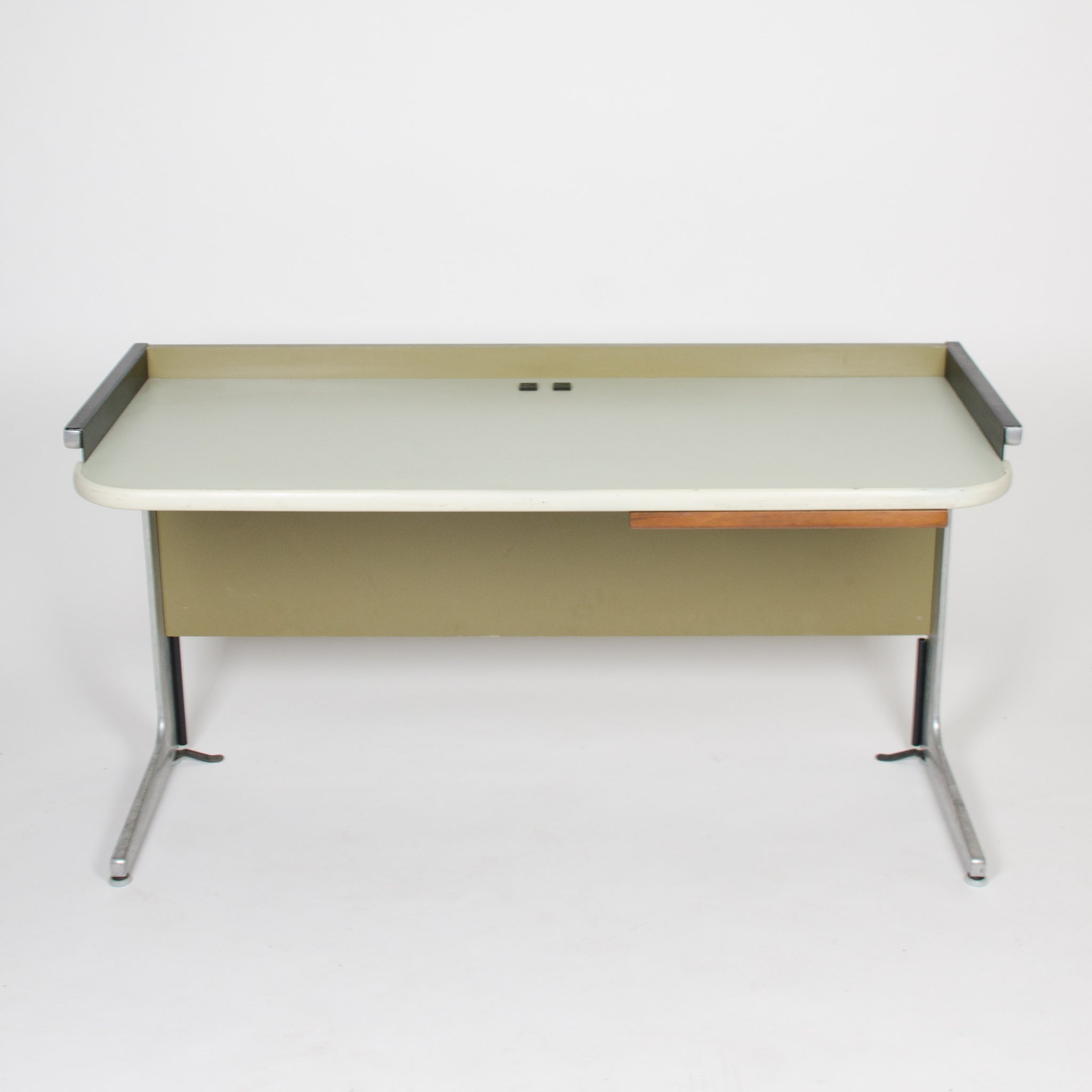 SOLD George Nelson For Herman Miller Action Office Desk With Wood Faced Drawer