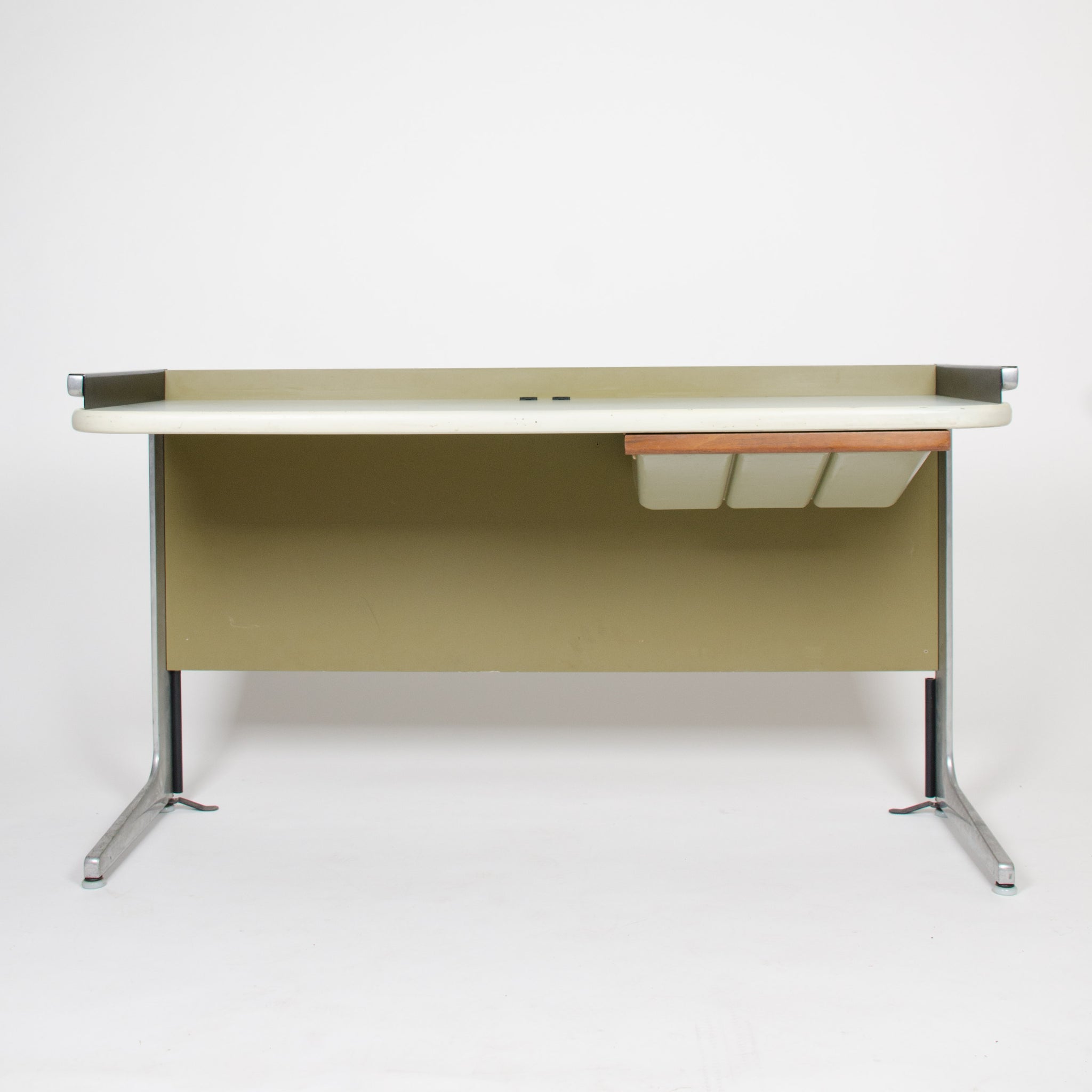 SOLD George Nelson For Herman Miller Action Office Desk With Wood Faced Drawer