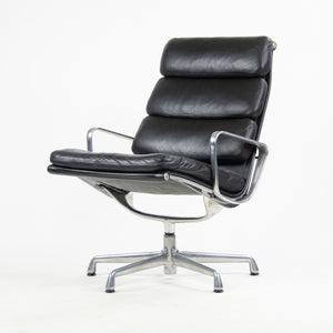 SOLD Herman Miller Eames Soft Pad Aluminum Group Lounge Chair Black Leather 2x Avail