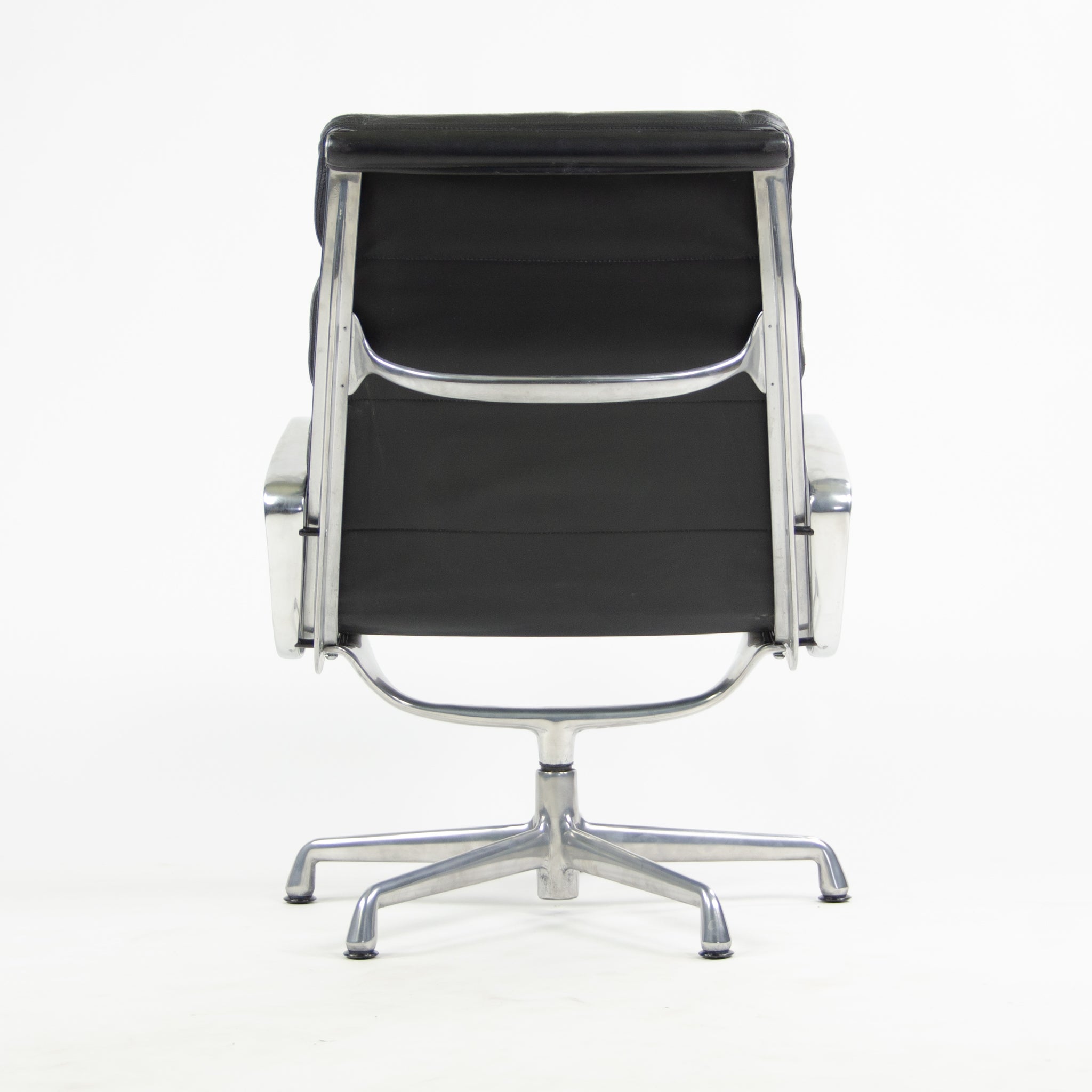SOLD Herman Miller Eames Soft Pad Aluminum Group Lounge Chair Black Leather 2x Avail