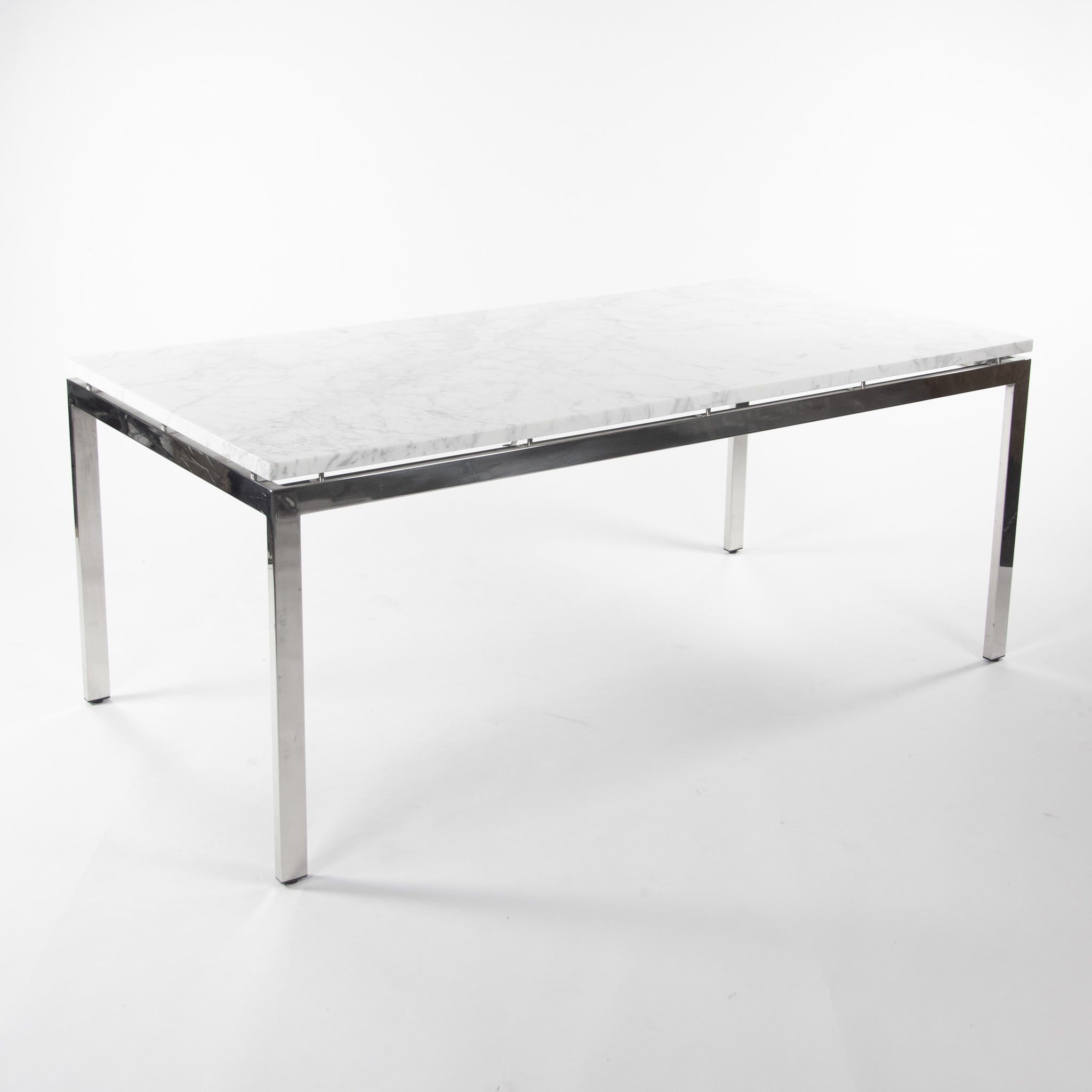 SOLD Marble 2011 Cumberland Meeting Dining Table Desk White w/ Stainless Base Knoll