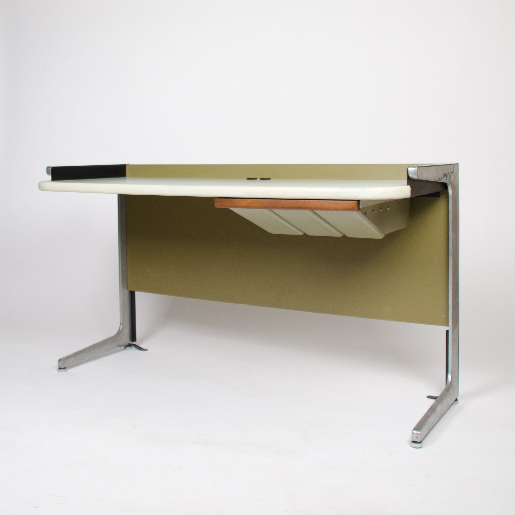 SOLD George Nelson For Herman Miller Action Office Desk With Wood Faced Drawer