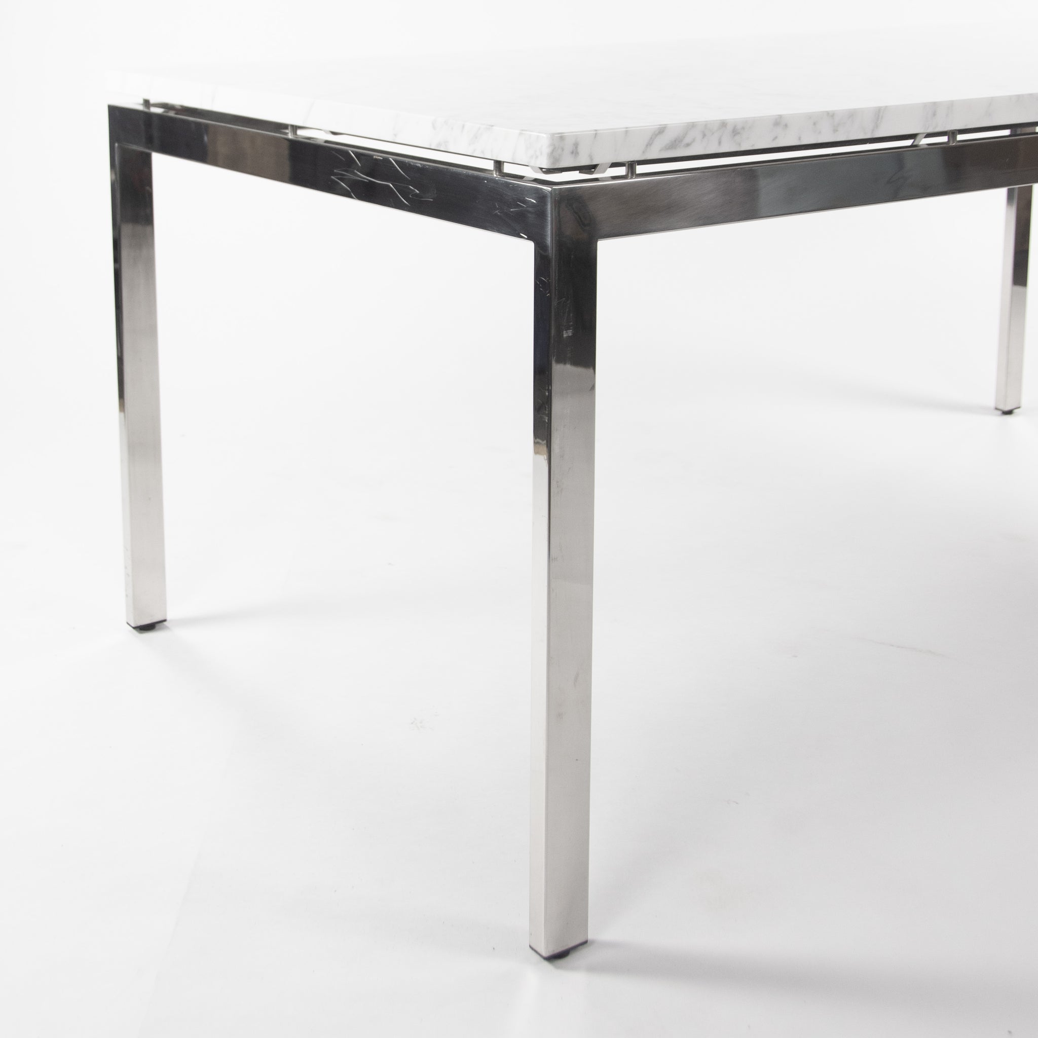 SOLD Marble 2011 Cumberland Meeting Dining Table Desk White w/ Stainless Base Knoll