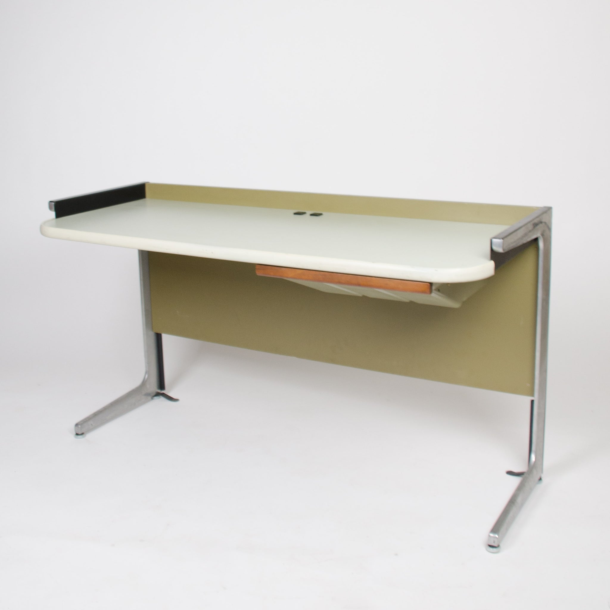 SOLD George Nelson For Herman Miller Action Office Desk With Wood Faced Drawer