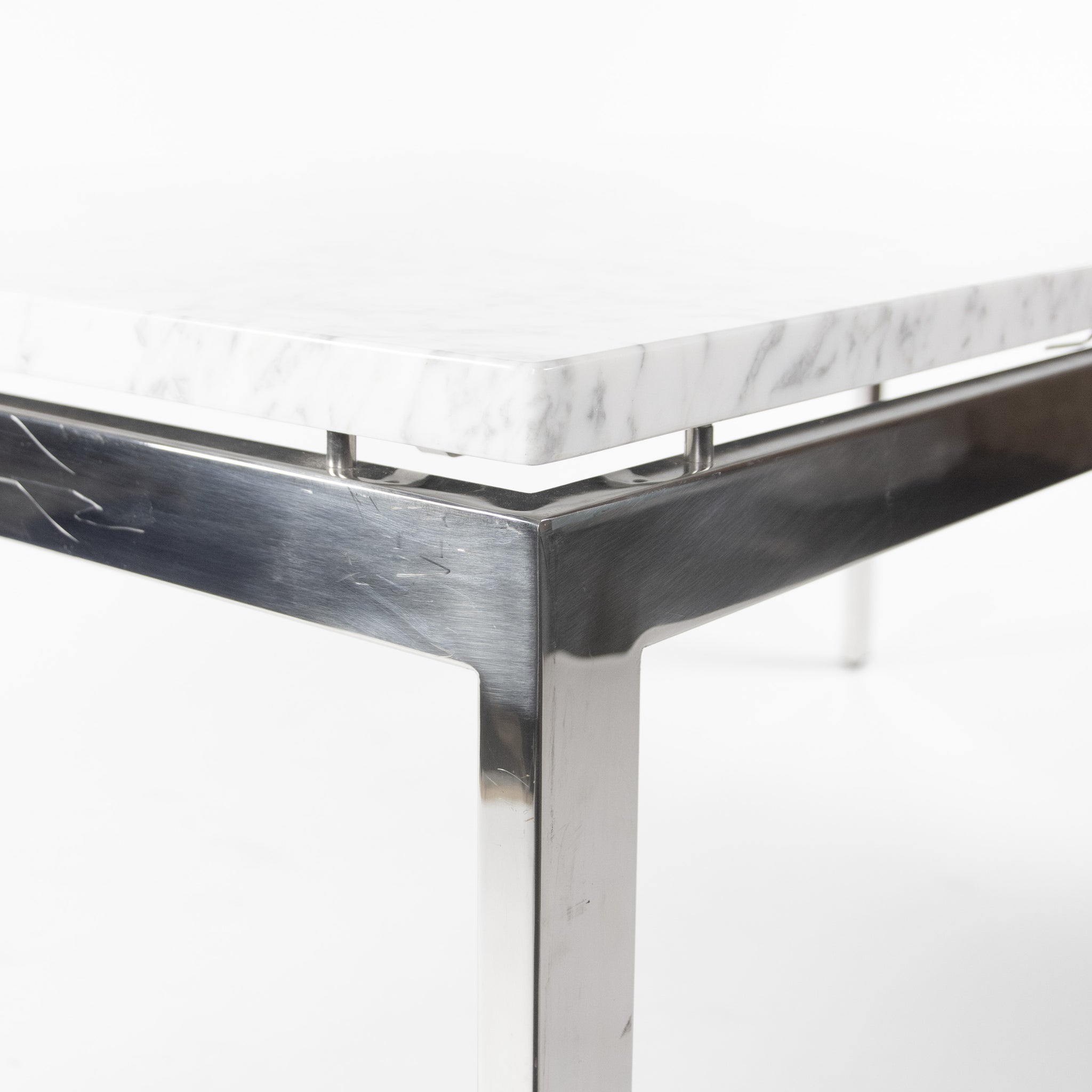 SOLD Marble 2011 Cumberland Meeting Dining Table Desk White w/ Stainless Base Knoll