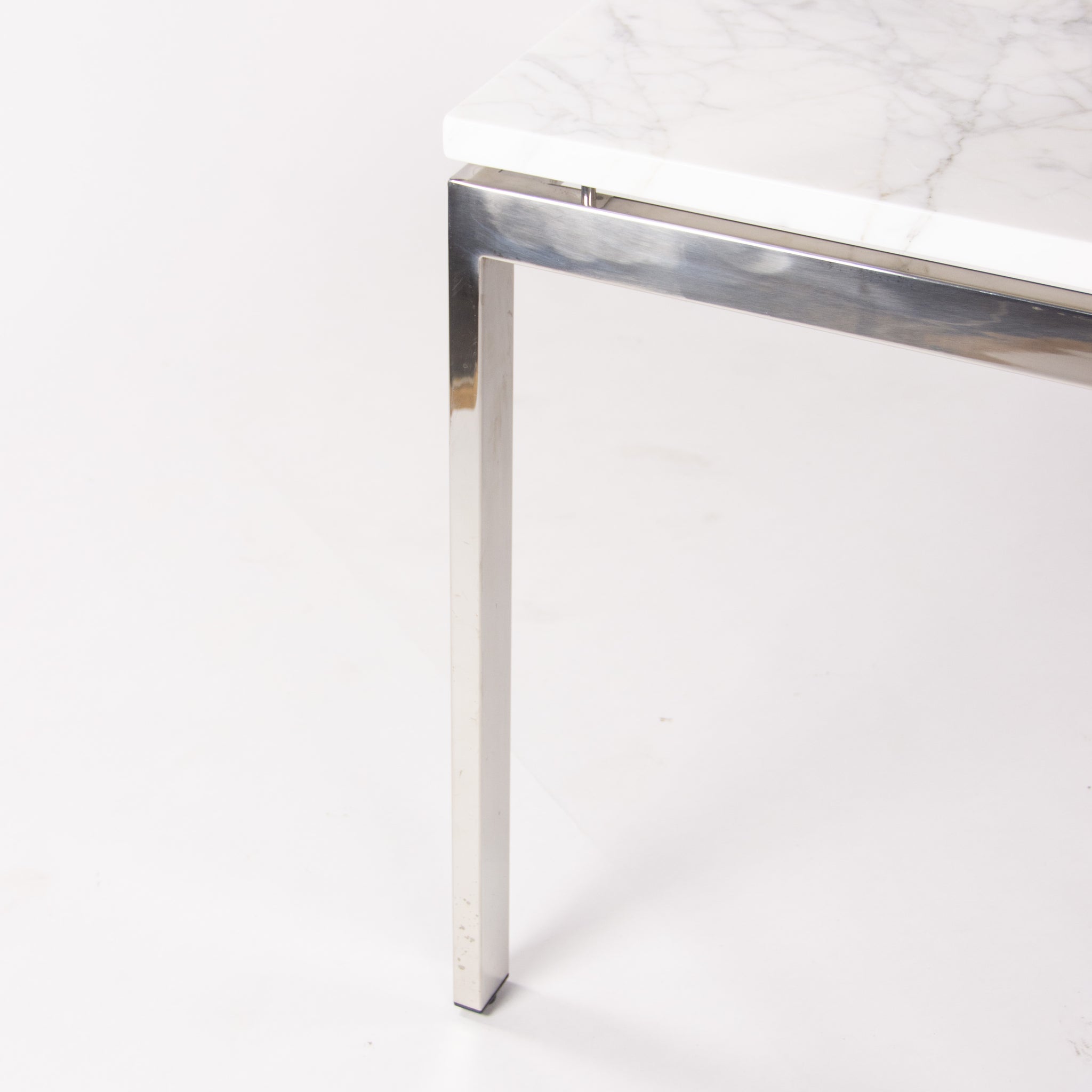 SOLD Marble 2011 Cumberland Meeting Dining Table Desk White w/ Stainless Base Knoll