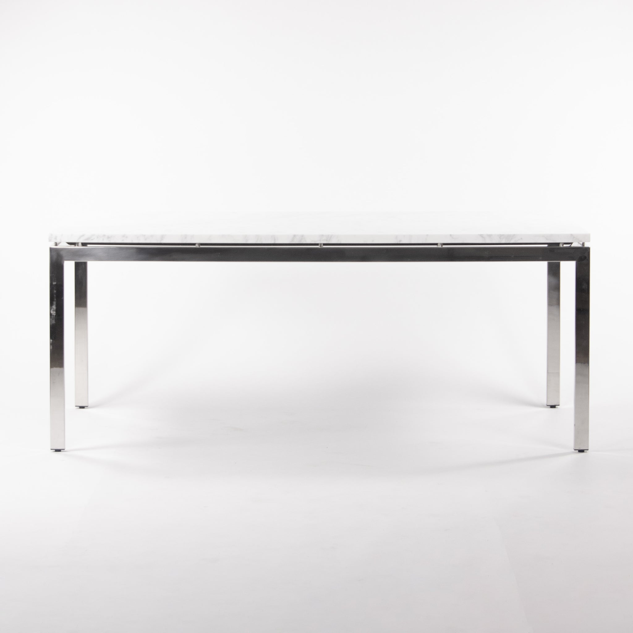 SOLD Marble 2011 Cumberland Meeting Dining Table Desk White w/ Stainless Base Knoll