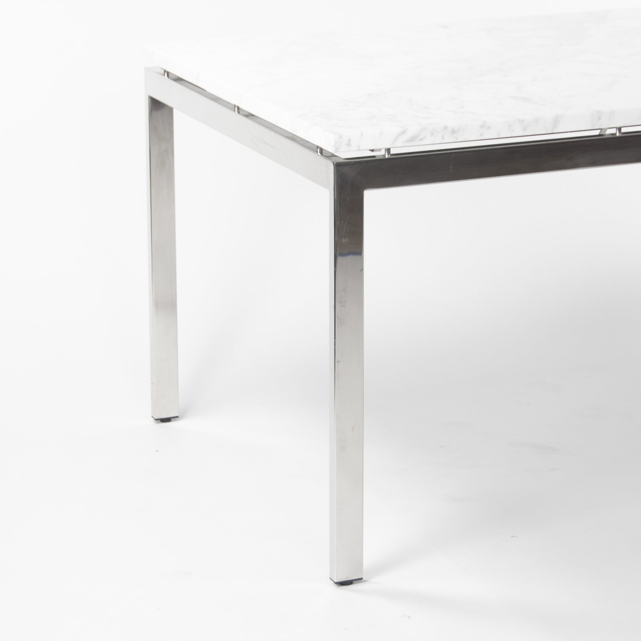 SOLD Marble 2011 Cumberland Meeting Dining Table Desk White w/ Stainless Base Knoll