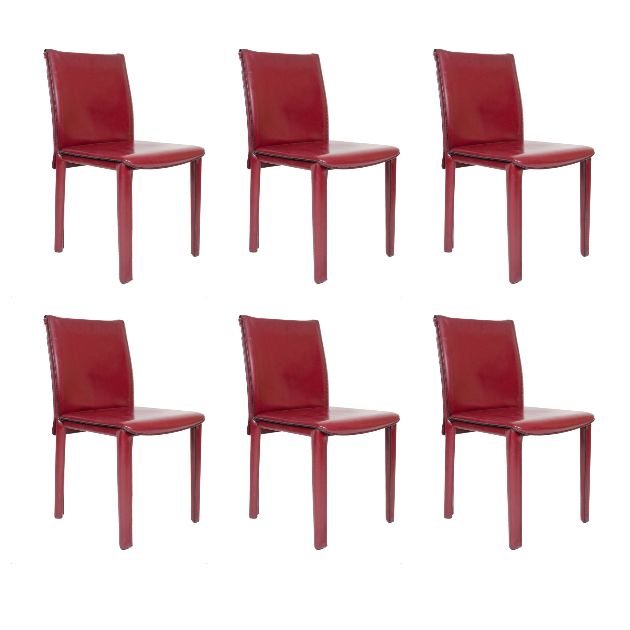 SOLD Italian Leather Dining Chairs Atelier International Cassina Mario Bellini (6x)