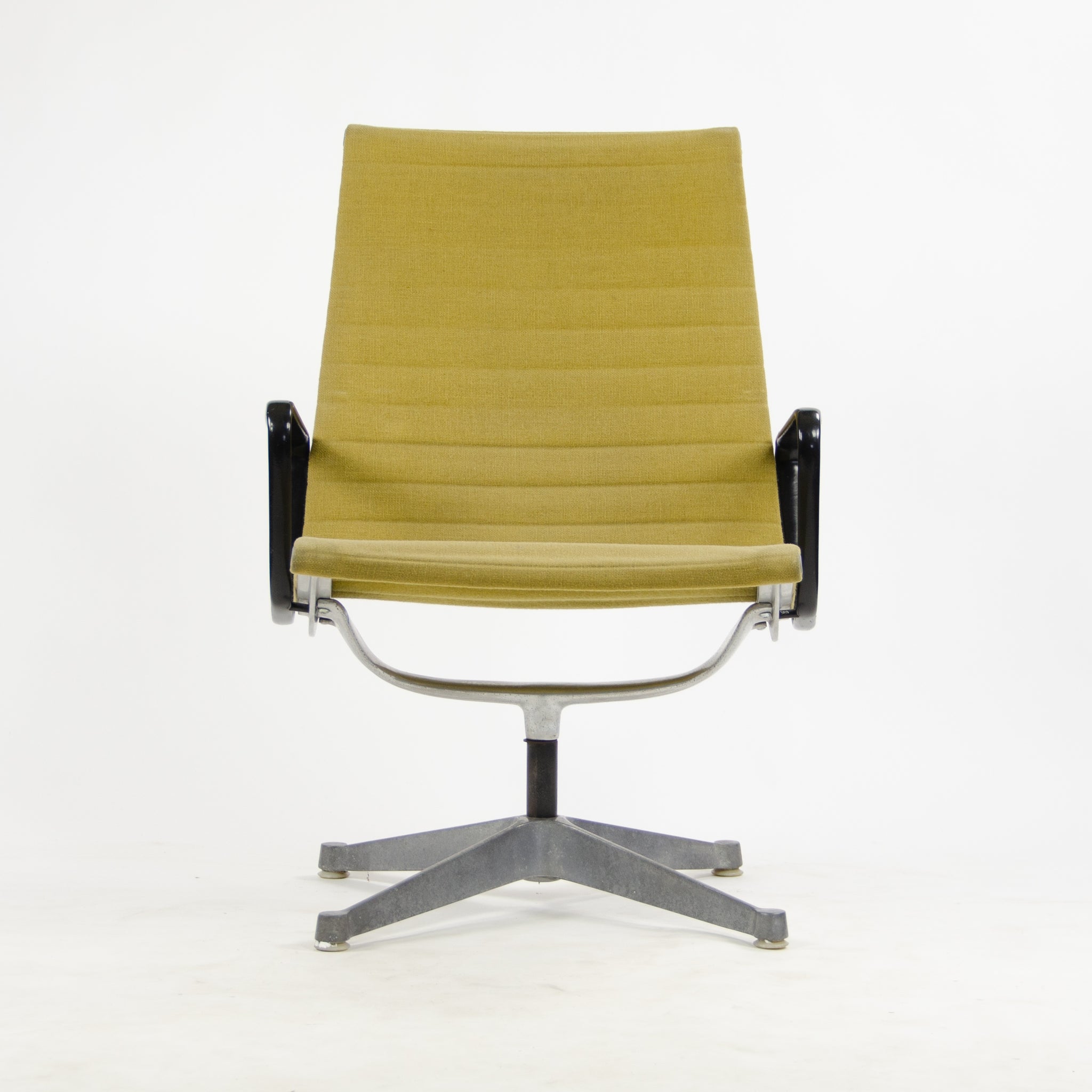 SOLD 1960's Ochre Eames Herman Miller Aluminum Group Lounge Chair, Girard Fabric