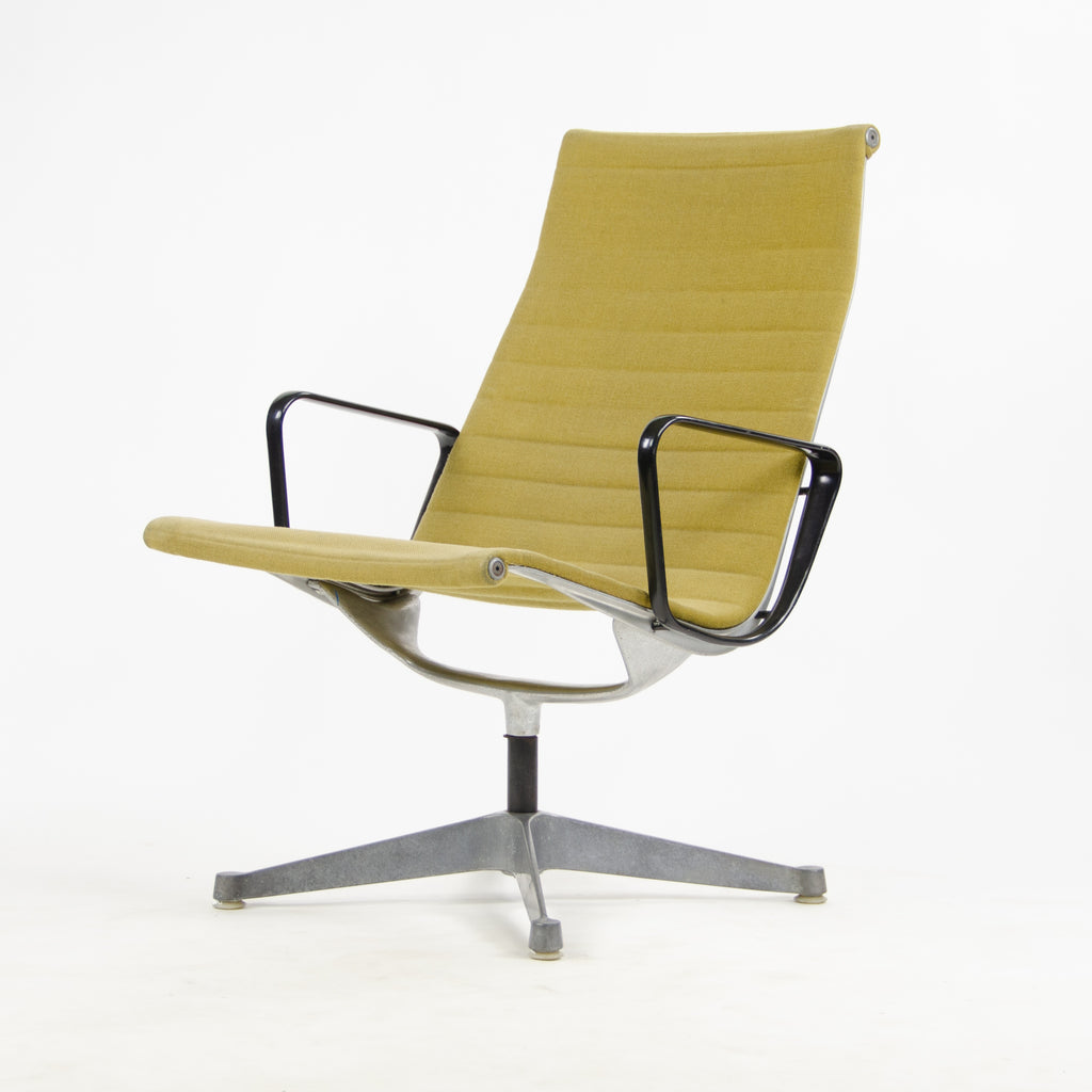 SOLD 1960's Ochre Eames Herman Miller Aluminum Group Lounge Chair, Girard Fabric