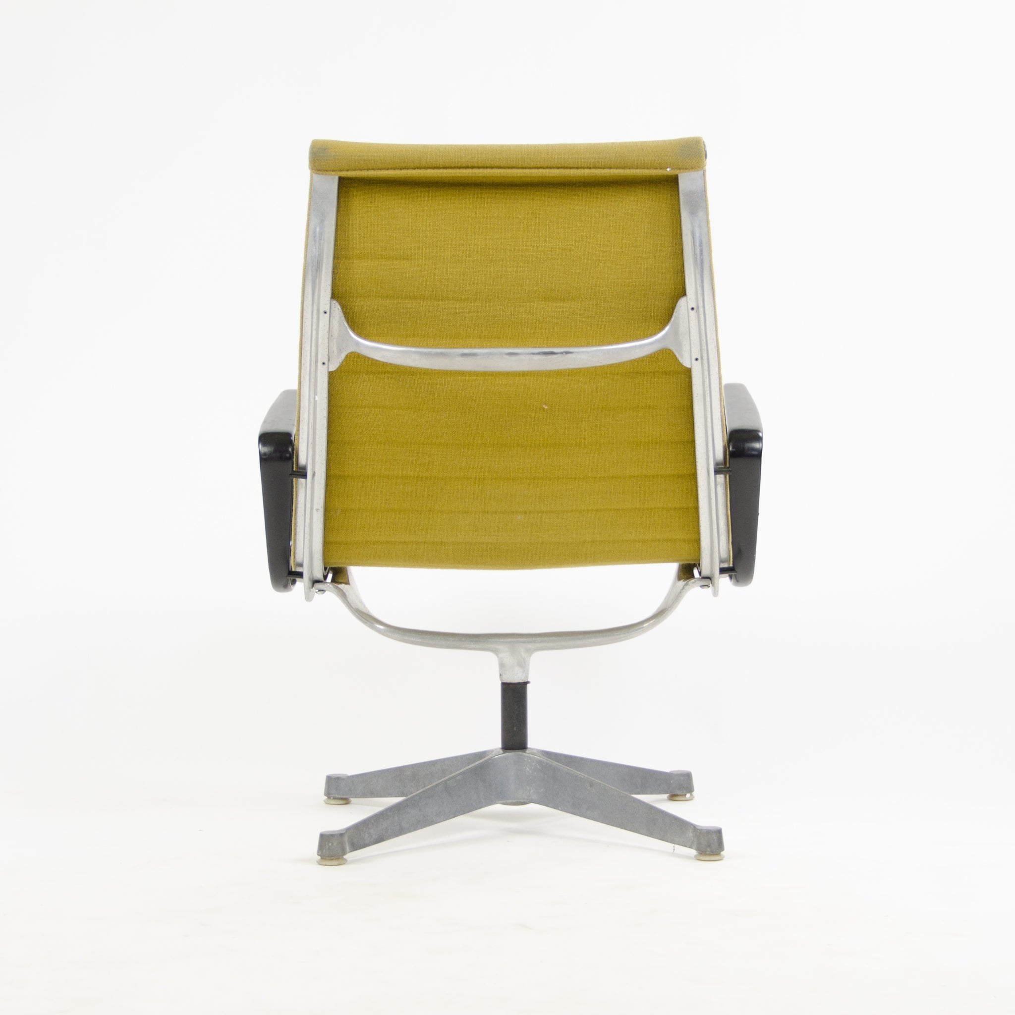 SOLD 1960's Ochre Eames Herman Miller Aluminum Group Lounge Chair, Girard Fabric