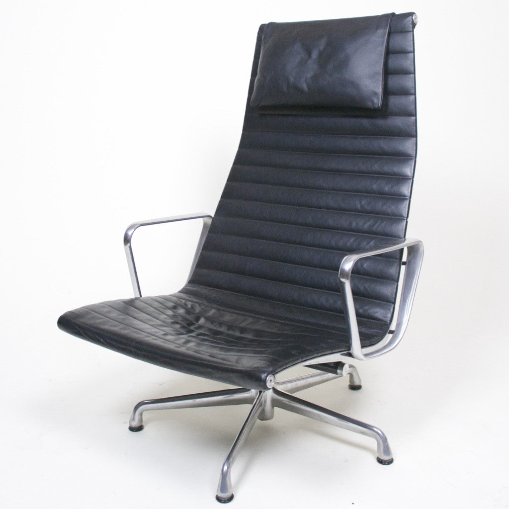 SOLD Eames Herman Miller Aluminum Group Executive Lounge Chair Black Leather Mint