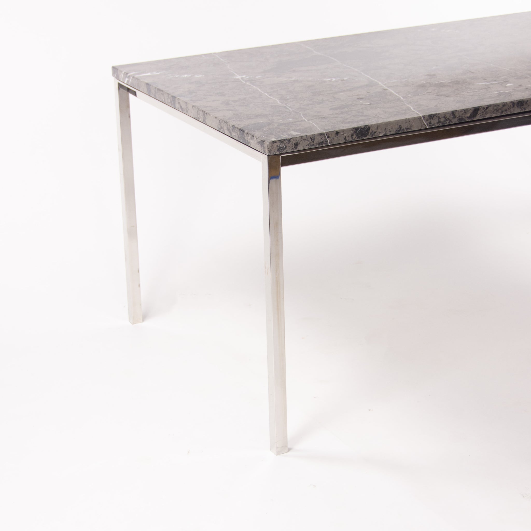 SOLD Gray Marble 2011 Cumberland Meeting Dining Table Desk w/ Stainless Base Knoll