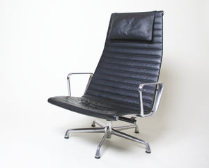 SOLD Eames Herman Miller Aluminum Group Executive Lounge Chair Black Leather Mint