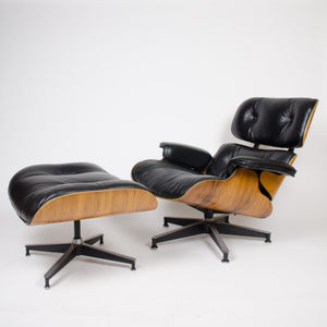 SOLD 1970's Herman Miller Eames Lounge Chair & Ottoman Rosewood 670 671 Black Leather