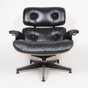 SOLD 1970's Herman Miller Eames Lounge Chair & Ottoman Rosewood 670 671 Black Leather