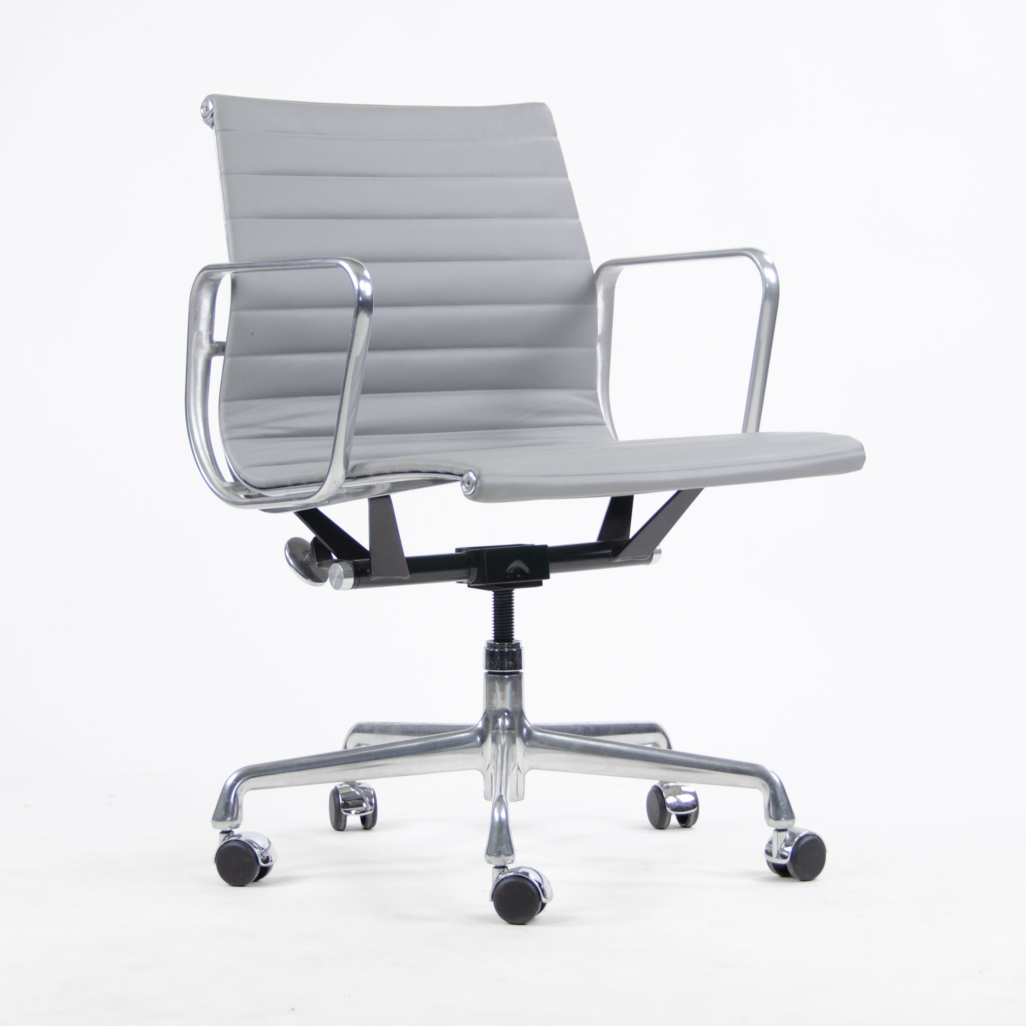 SOLD 2010s Herman Miller Eames Low Back Aluminum Group Executive Chair in Gray Leather