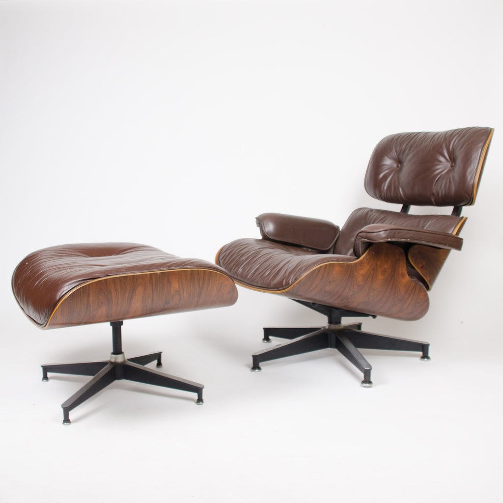 SOLD 1973 Herman Miller Eames Lounge Chair & Ottoman Rosewood 670 671 Brown Leather