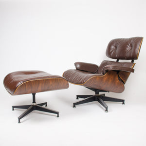 SOLD 1973 Herman Miller Eames Lounge Chair & Ottoman Rosewood 670 671 Brown Leather