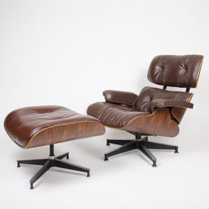 SOLD 1973 Herman Miller Eames Lounge Chair & Ottoman Rosewood 670 671 Brown Leather