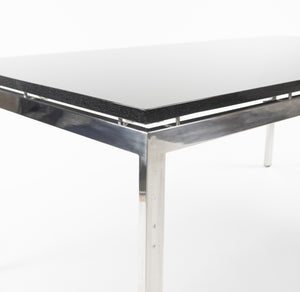 SOLD Granite 2011 Cumberland Meeting Dining Table Desk Black w/ Polished Stainless Base